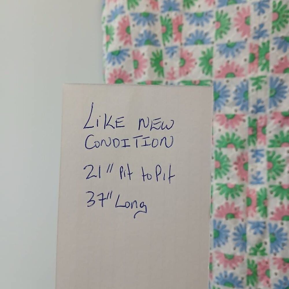 Talbots womens size 14 eyelet sundress green pink cotton casual excellent euc - Picture 4 of 9